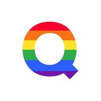 lettera q colorata in colore arcobaleno logo design ispirazione per il concetto lgbt vettore