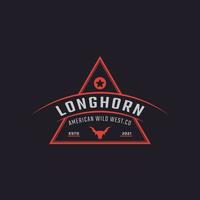 distintivo dell'etichetta retrò vintage classico per ispirazione per il design del logo della fattoria della campagna della famiglia della testa del toro occidentale del texas longhorn vettore