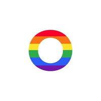 lettera o colorata in colore arcobaleno logo design ispirazione per il concetto lgbt vettore