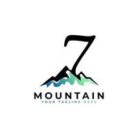 logo della montagna numero sette. esplorare l'elemento del modello del logo dell'azienda simbolo dell'avventura della montagna. vettore