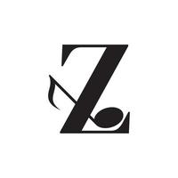 lettera z con elemento di design del logo della nota chiave musicale. utilizzabile per loghi aziendali, musicali, di intrattenimento, discografici e orchestrali vettore