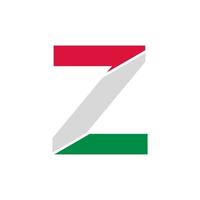 ritaglio di carta della lettera iniziale z con modello di progettazione del logo a colori della bandiera italiana vettore