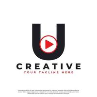 icona della lettera u del gioco moderno creativo. elemento logo musica e video. utilizzabile per loghi aziendali e tecnologici. vettore