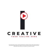 icona della lettera i di gioco moderno creativo. elemento logo musica e video. utilizzabile per loghi aziendali e tecnologici. vettore