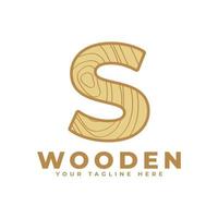 lettera s con logo texture in legno. utilizzabile per loghi aziendali, architettura, immobiliare, edilizia e edilizia vettore