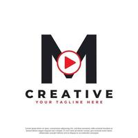 icona della lettera m di gioco moderno creativo. elemento logo musica e video. utilizzabile per loghi aziendali e tecnologici. vettore