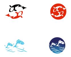 Icone del modello di vettore di logo e di simboli del pesce di Koi