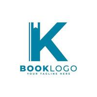 lettera iniziale k libro logo design. utilizzabile per l'istruzione, il business e loghi edilizi. elemento del modello di idee per il design del logo vettoriale piatto