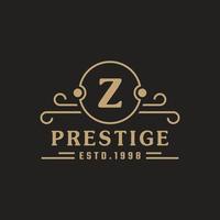 il logo di lusso della lettera z fiorisce con linee di ornamento calligrafiche eleganti. segno di affari, identità per ristorante, regalità, boutique, bar, hotel, araldico, gioielli e modello di progettazione del logo di moda vettore