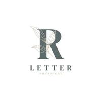 lettera iniziale r logo floreale e botanico. foglia naturale femminile per salone di bellezza, massaggi, cosmetici o simbolo dell'icona spa vettore