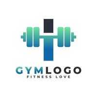 logo della lettera i con bilanciere. logo palestra fitness. design del logo vettoriale di sollevamento per palestra e fitness. modello di logo della lettera dell'alfabeto