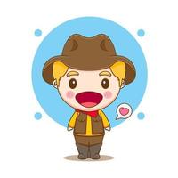 illustrazione carino sceriffo o cowboy chibi personaggio dei cartoni animati vettore