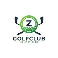 logo sportivo da golf. lettera z per modello vettoriale di golf logo design. vettore eps10