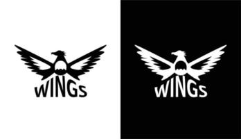 2 ali a forma di uccello, logo della silhouette della montagna per il marchio vettore