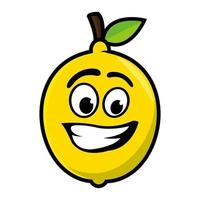 personaggio sorridente della mascotte dei cartoni animati di limone. illustrazione vettoriale isolato su sfondo bianco