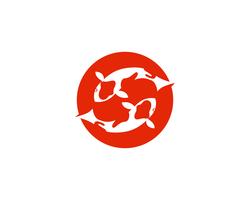 Icone del modello di vettore di logo e di simboli del pesce di Koi
