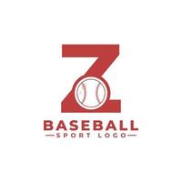 lettera z con logo da baseball. elementi del modello di progettazione vettoriale per la squadra sportiva o l'identità aziendale.