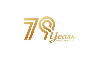 Celebrazione dell'anniversario di 79 anni con colore dorato della grafia per eventi celebrativi, matrimoni, biglietti di auguri e inviti isolati su sfondo bianco vettore