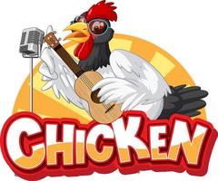 logo del personaggio dei cartoni animati di pollo cantante vettore