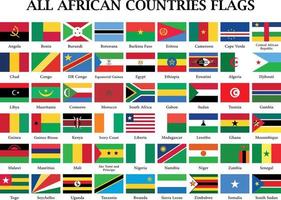 set di bandiere dei paesi africani, tutta la collezione di 54 bandiere dell'africa. vettore