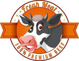 una mucca con un'etichetta di carne fresca vettore