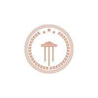 distintivo etichetta retrò vintage classico moneta greca antica con colonna pilastro, corona d'alloro, modello di progettazione logo emblema modello bordo vettore