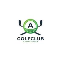 logo sportivo da golf. lettera a per il modello di vettore di progettazione del logo di golf. vettore eps10