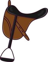 sella per cavallo con design piatto in marrone, nero e viola vettore