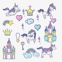 icone di doodle mondo fantastico e magico vettore