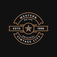 distintivo retrò vintage per elemento modello di design del logo del texas con emblema del paese occidentale vettore