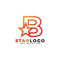 lettera b stella logo stile lineare, colore arancione. utilizzabile per vincitori, premi e loghi premium. vettore