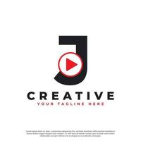 icona della lettera j di gioco moderno creativo. elemento logo musica e video. utilizzabile per loghi aziendali e tecnologici. vettore