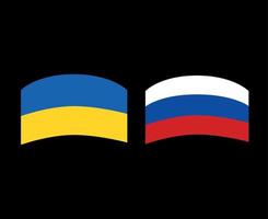 ucraina e russia emblema bandiere nazionale europa simbolo vettore design