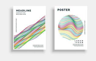 linee ondulate colorate coprono set di poster di volantini vettore