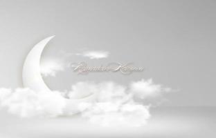 simbolo islamico arabo della luna crescente ramadan kareem nel concetto del cielo per il festival della comunità musulmana. banner modello illustrazione vettoriale su sfondo bianco cielo