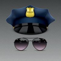 set di occhiali da cappello della polizia vettore