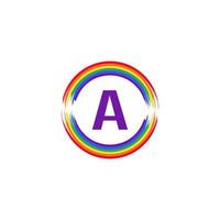 lettera a circolare interna colorata in colore arcobaleno bandiera pennello logo design ispirazione per il concetto lgbt