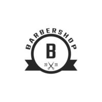 lettera b distintivo del negozio di barbiere vintage e ispirazione per il design del logo