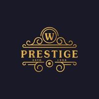 il logo di lusso della lettera w fiorisce le linee di ornamento calligrafiche eleganti. segno di affari, identità per ristorante, regalità, boutique, bar, hotel, araldico, gioielli e modello di progettazione del logo di moda vettore