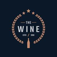 lusso vintage retro etichetta distintivo emblema floreale vittoriano bottiglia di vino vetro bar bevanda logo design ispirazione