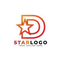 lettera d stella logo stile lineare, colore arancione. utilizzabile per vincitori, premi e loghi premium. vettore