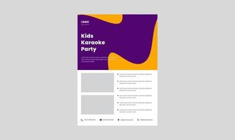 volantino di lezione di musica per bambini, modello di poster. poster per feste di karaoke per bambini. modello di progettazione di volantini online per lezioni di musica per bambini. vettore