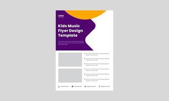 volantino di lezione di musica per bambini, modello di poster. poster per feste di karaoke per bambini. modello di progettazione di volantini online per lezioni di musica per bambini. vettore