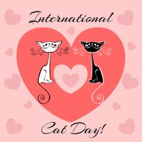 Giornata Internazionale Dei Gatti Biglietto Di Auguri Gatti Bianchi E Neri In Stile Cartoon Gattini Divertenti E Divertenti Impronte Di Gatto Cuore Illustrazione Vettoriale Scarica Immagini Vettoriali Gratis Grafica Vettoriale E