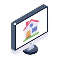 immobiliare online nell'icona isometrica vettore