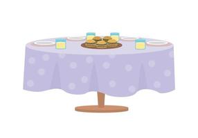tavolo servito per oggetti vettoriali a colori semi piatti per feste