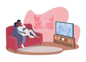 coppia di innamorati in soggiorno 2d illustrazione vettoriale isolato