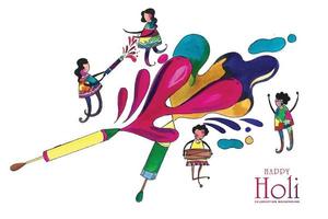 bellissimo pichkari artistico per il design di carte colorate happy holi vettore