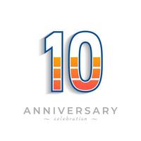 Celebrazione dell'anniversario di 10 anni con batteria icona di ricarica per eventi celebrativi, matrimoni, biglietti di auguri e inviti isolati su sfondo bianco vettore