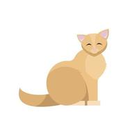 gatto carino seduto. illustraton di vettore del fumetto piatto sorridente del gattino biege isolato su priorità bassa bianca